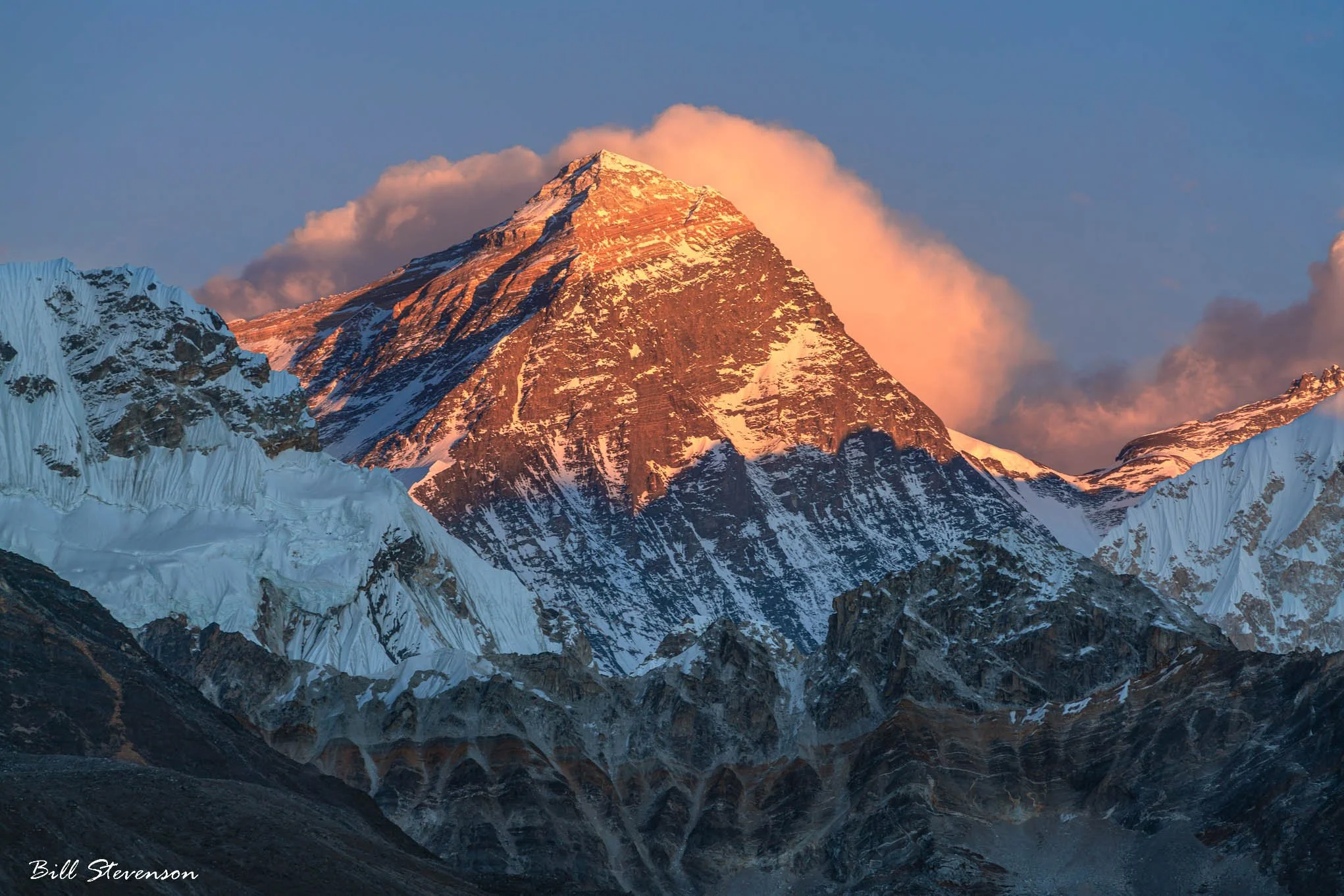 Fine art landscape photo of Mount Everest at sunset from near